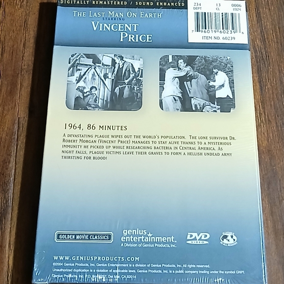 THE LAST MAN ON EARTH on DVD Vincent Price - Picture 2 of 2